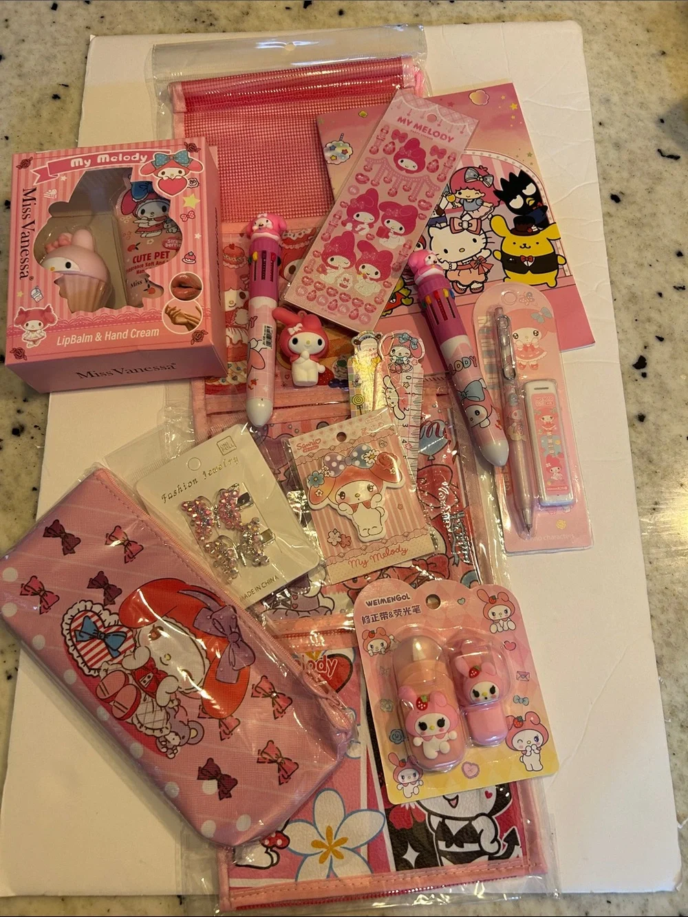 Kawaii Sanrio My Melody & Kuromi Pink Stationery Set